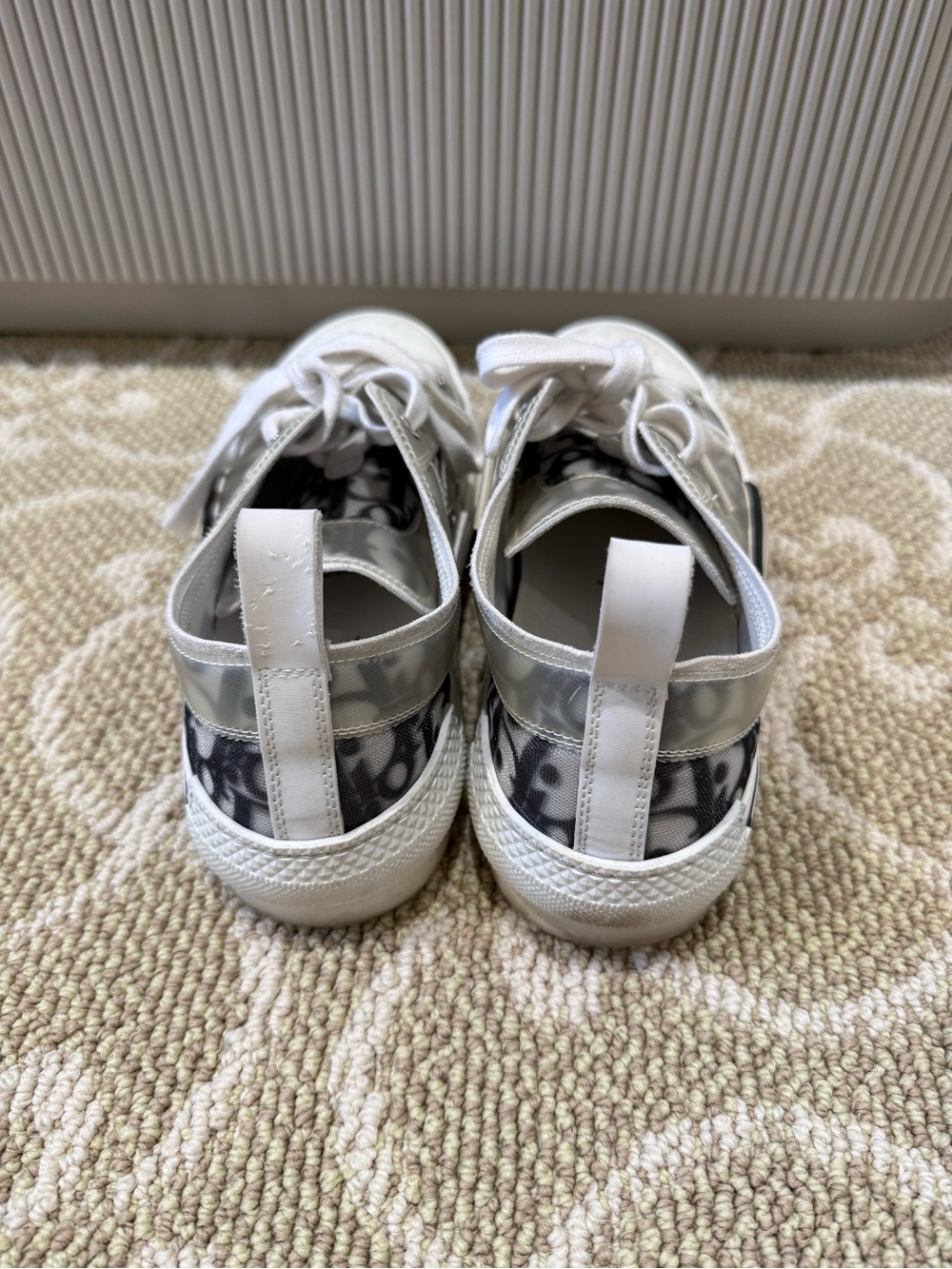 Dior Transparent Monogram Low-Top Sneakers in Silver and White - Picture 4 of 11